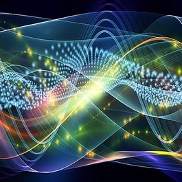 colorful lines and waves on dark background
